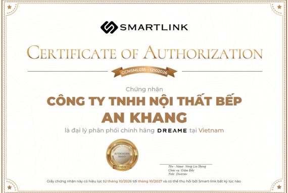 Chứng nhận Bếp An Khang là đại lý chính thức phân phối chính hãng Dreame